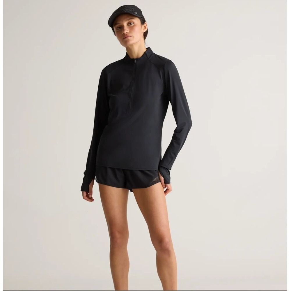 Quince Pullover Race Day Half-Zip Medium Black Active Running Thumbholes Pocket